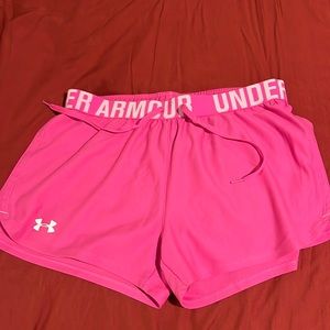 Pink under armour shorts